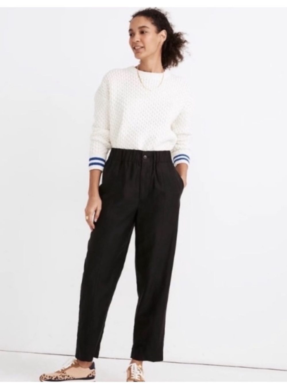 Madewell Tapered Huston Pull-On Crop Pants Black Women's Medium